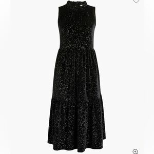 J. Crew Factory Shimmer Velvet Sleeveless Midi Dress Black Gold Size 10 A2